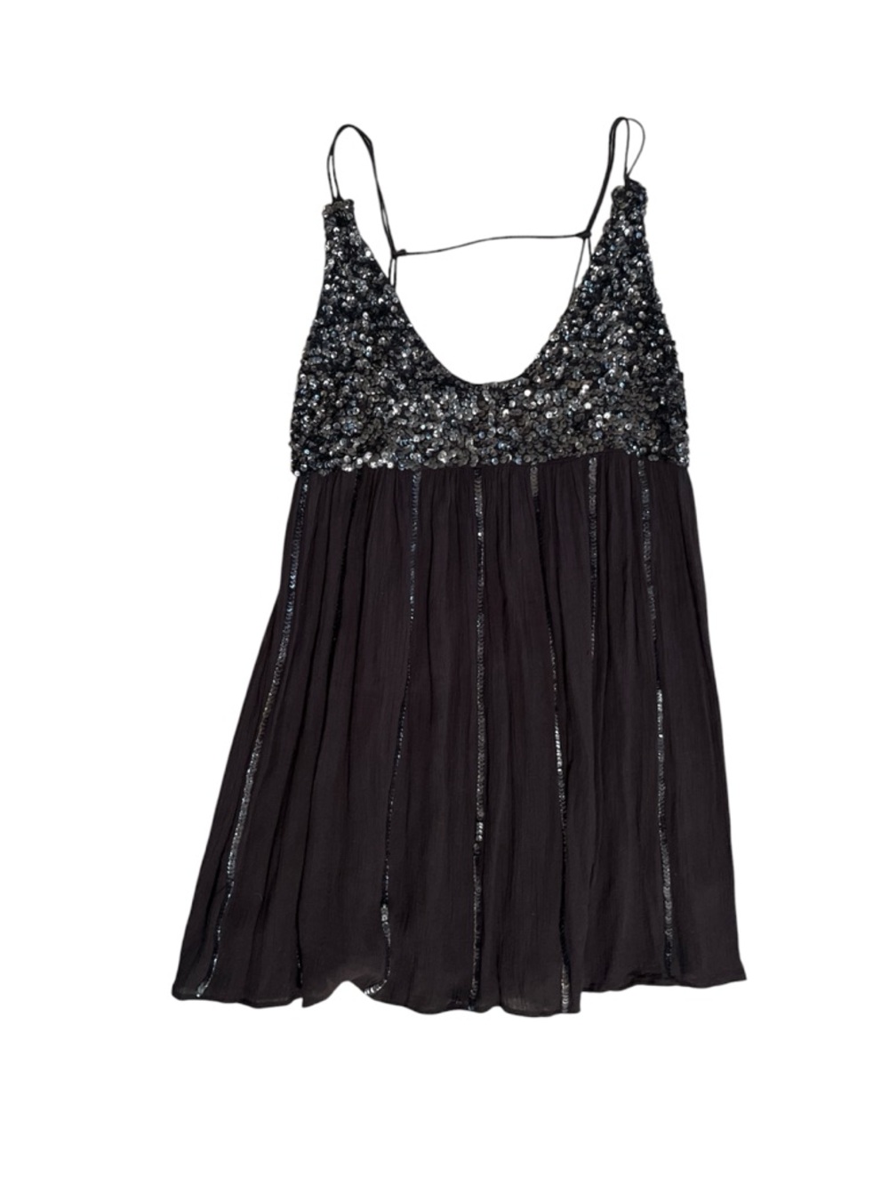 Free People Black Sequin Embellished Mini Dress